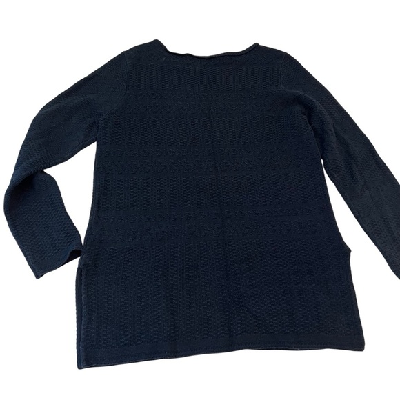 Lands’ End Navy Textured Knit Sweater Women’s Small Side Vent Classic - Picture 6 of 6